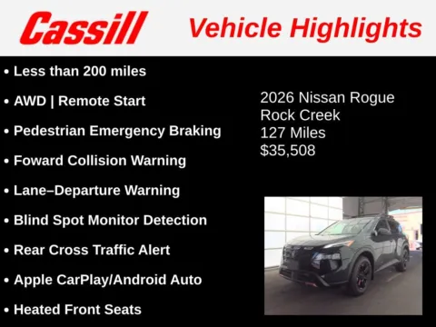Another view of 2026 Nissan Rogue Rock Creek for sale in Cedar Rapids, IA at Cassill Motors