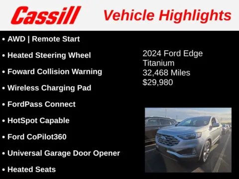 Another view of 2024 Ford Edge Titanium for sale in Cedar Rapids, IA at Cassill Motors