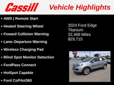 Another view of 2024 Ford Edge Titanium for sale in Cedar Rapids, IA at Cassill Motors