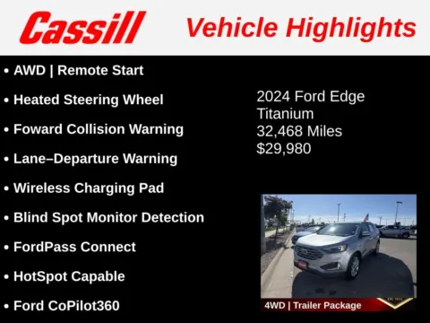 Another view of 2024 Ford Edge Titanium for sale in Cedar Rapids, IA at Cassill Motors
