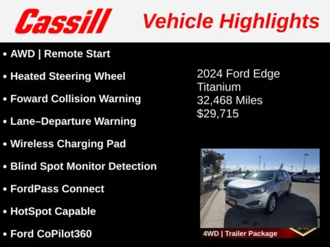 Another view of 2024 Ford Edge Titanium for sale in Cedar Rapids, IA at Cassill Motors