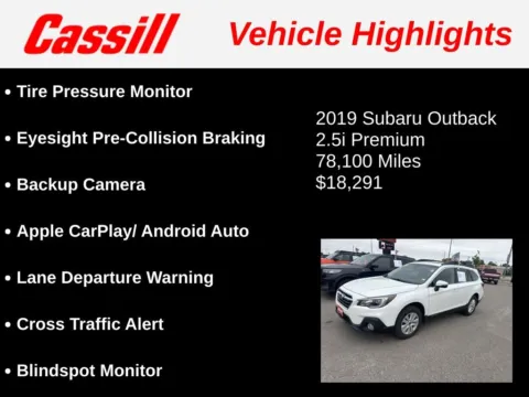 Another view of 2019 Subaru Outback 2.5i Premium for sale in Cedar Rapids, IA at Cassill Motors