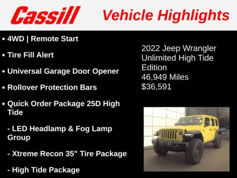 Another view of 2022 Jeep Wrangler Unlimited High Tide for sale in Cedar Rapids, IA at Cassill Motors