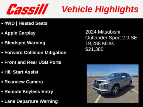 Another view of 2024 Mitsubishi Outlander Sport 2.0 SE for sale in Cedar Rapids, IA at Cassill Motors