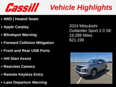 Another view of 2024 Mitsubishi Outlander Sport 2.0 SE for sale in Cedar Rapids, IA at Cassill Motors