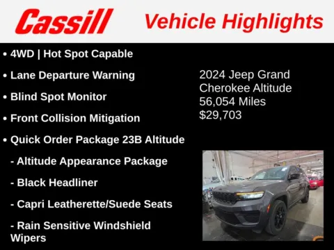 Another view of 2024 Jeep Grand Cherokee Altitude for sale in Cedar Rapids, IA at Cassill Motors