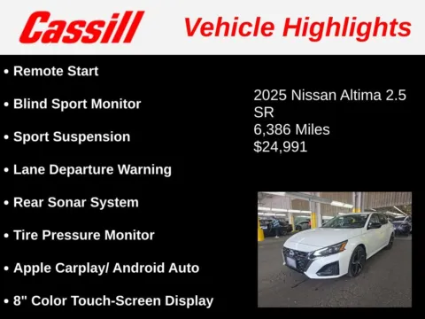 Another view of 2025 Nissan Altima 2.5 SR for sale in Cedar Rapids, IA at Cassill Motors