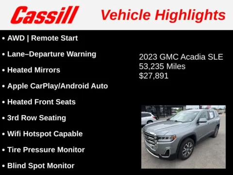 Another view of 2023 GMC Acadia SLE for sale in Cedar Rapids, IA at Cassill Motors