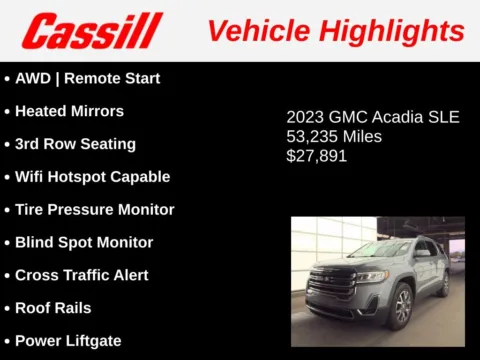 Another view of 2023 GMC Acadia SLE for sale in Cedar Rapids, IA at Cassill Motors