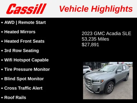 Another view of 2023 GMC Acadia SLE for sale in Cedar Rapids, IA at Cassill Motors