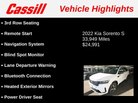 Another view of 2022 Kia Sorento S for sale in Cedar Rapids, IA at Cassill Motors