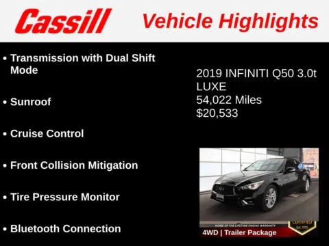 Another view of 2019 INFINITI Q50 3.0t LUXE for sale in Cedar Rapids, IA at Cassill Motors