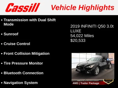 Another view of 2019 INFINITI Q50 3.0t LUXE for sale in Cedar Rapids, IA at Cassill Motors