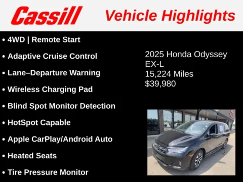 Another view of 2025 Honda Odyssey EX-L for sale in Cedar Rapids, IA at Cassill Motors