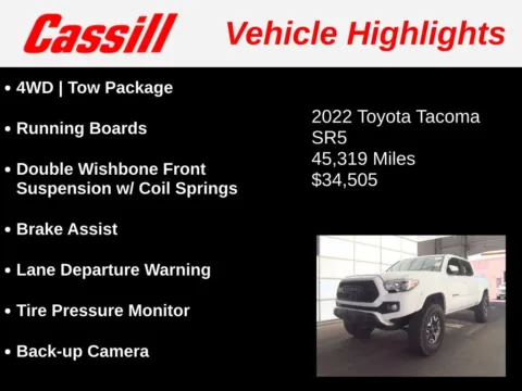 Another view of 2022 Toyota Tacoma SR5 for sale in Cedar Rapids, IA at Cassill Motors