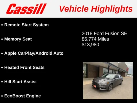 Another view of 2018 Ford Fusion SE for sale in Cedar Rapids, IA at Cassill Motors