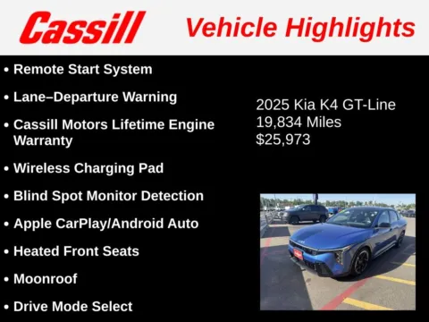 Another view of 2025 Kia K4 GT-Line for sale in Cedar Rapids, IA at Cassill Motors