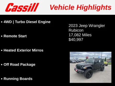 Another view of 2023 Jeep Wrangler Rubicon for sale in Cedar Rapids, IA at Cassill Motors