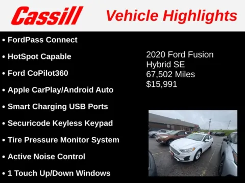 Another view of 2020 Ford Fusion Hybrid SE for sale in Cedar Rapids, IA at Cassill Motors
