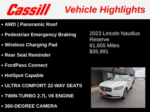 Another view of 2023 Lincoln Nautilus Reserve for sale in Cedar Rapids, IA at Cassill Motors