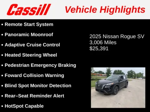 Another view of 2025 Nissan Rogue SV for sale in Cedar Rapids, IA at Cassill Motors