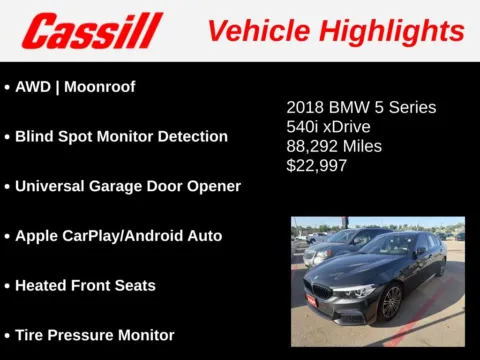 Another view of 2018 BMW 5 Series 540i xDrive for sale in Cedar Rapids, IA at Cassill Motors