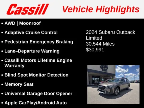 Another view of 2024 Subaru Outback Limited for sale in Cedar Rapids, IA at Cassill Motors