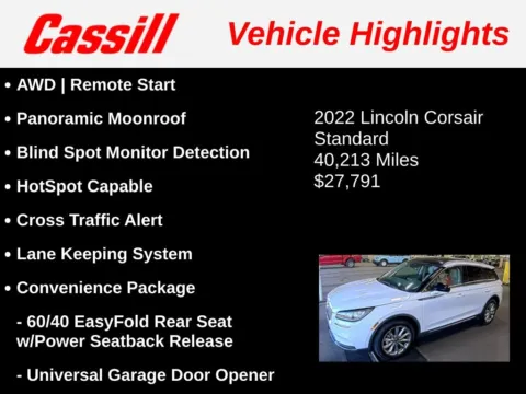 Another view of 2022 Lincoln Corsair Standard for sale in Cedar Rapids, IA at Cassill Motors