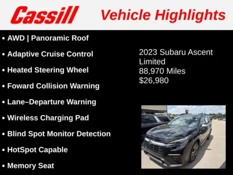 Another view of 2023 Subaru Ascent Limited for sale in Cedar Rapids, IA at Cassill Motors