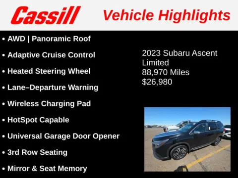 Another view of 2023 Subaru Ascent Limited for sale in Cedar Rapids, IA at Cassill Motors