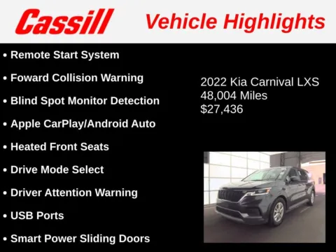 Another view of 2022 Kia Carnival LXS for sale in Cedar Rapids, IA at Cassill Motors