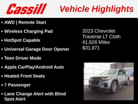 Another view of 2023 Chevrolet Traverse LT for sale in Cedar Rapids, IA at Cassill Motors