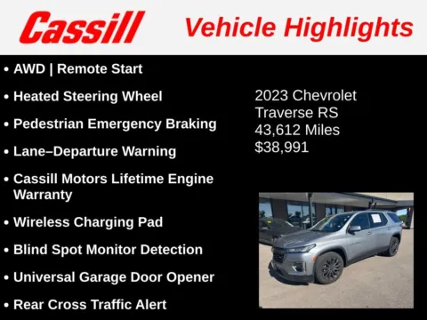 Another view of 2023 Chevrolet Traverse RS for sale in Cedar Rapids, IA at Cassill Motors