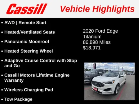 Another view of 2020 Ford Edge Titanium for sale in Cedar Rapids, IA at Cassill Motors