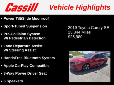 Another view of 2019 Toyota Camry SE for sale in Cedar Rapids, IA at Cassill Motors