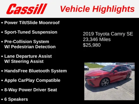 Another view of 2019 Toyota Camry SE for sale in Cedar Rapids, IA at Cassill Motors