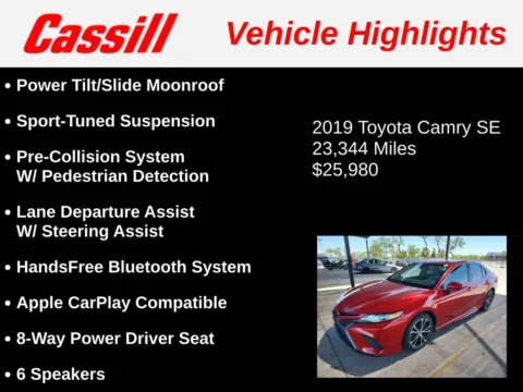 Another view of 2019 Toyota Camry SE for sale in Cedar Rapids, IA at Cassill Motors