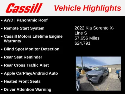 Another view of 2022 Kia Sorento S for sale in Cedar Rapids, IA at Cassill Motors