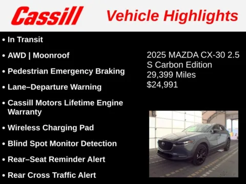 Another view of 2025 Mazda CX-30 2.5 S Carbon Edition for sale in Cedar Rapids, IA at Cassill Motors