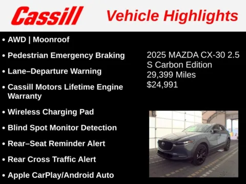 Another view of 2025 Mazda CX-30 2.5 S Carbon Edition for sale in Cedar Rapids, IA at Cassill Motors