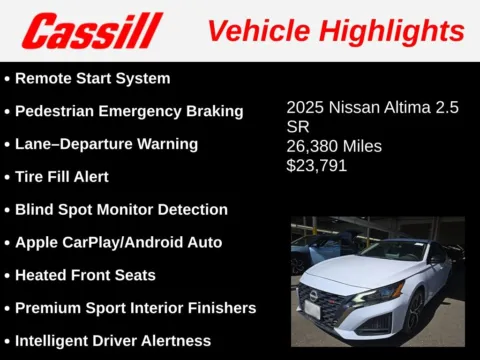 Another view of 2025 Nissan Altima 2.5 SR for sale in Cedar Rapids, IA at Cassill Motors