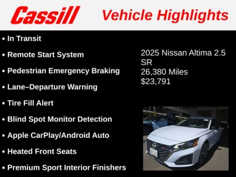 Another view of 2025 Nissan Altima 2.5 SR for sale in Cedar Rapids, IA at Cassill Motors