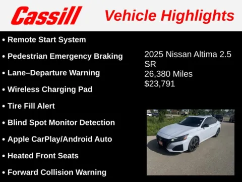 Another view of 2025 Nissan Altima 2.5 SR for sale in Cedar Rapids, IA at Cassill Motors
