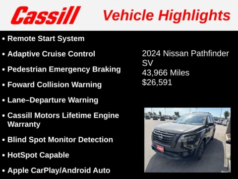 Another view of 2024 Nissan Pathfinder SV for sale in Cedar Rapids, IA at Cassill Motors