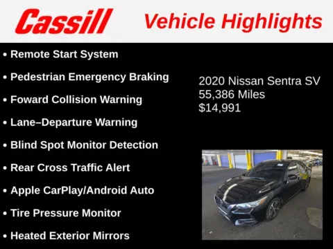 Another view of 2020 Nissan Sentra SV for sale in Cedar Rapids, IA at Cassill Motors