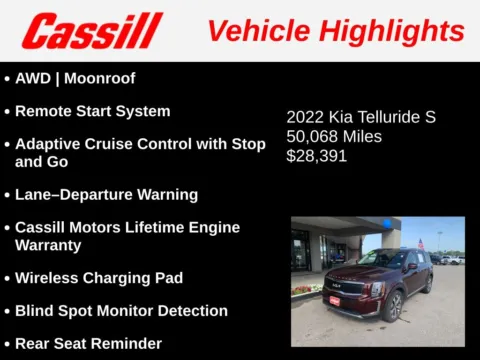 Another view of 2022 Kia Telluride S for sale in Cedar Rapids, IA at Cassill Motors