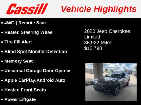 Another view of 2020 Jeep Cherokee Limited for sale in Cedar Rapids, IA at Cassill Motors