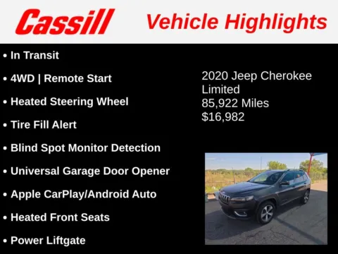 Another view of 2020 Jeep Cherokee Limited for sale in Cedar Rapids, IA at Cassill Motors