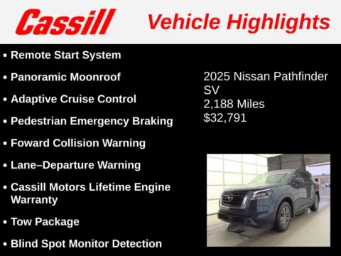 Another view of 2025 Nissan Pathfinder SV for sale in Cedar Rapids, IA at Cassill Motors