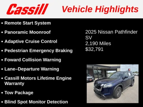 Another view of 2025 Nissan Pathfinder SV for sale in Cedar Rapids, IA at Cassill Motors